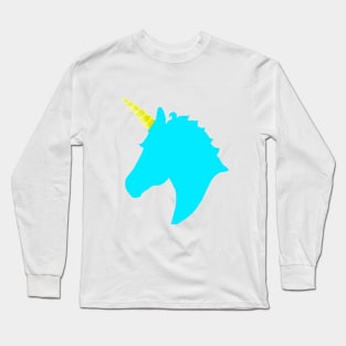 Teal Unicorn Head Long Sleeve T-Shirt